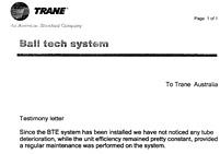 Trane Testimony Letter